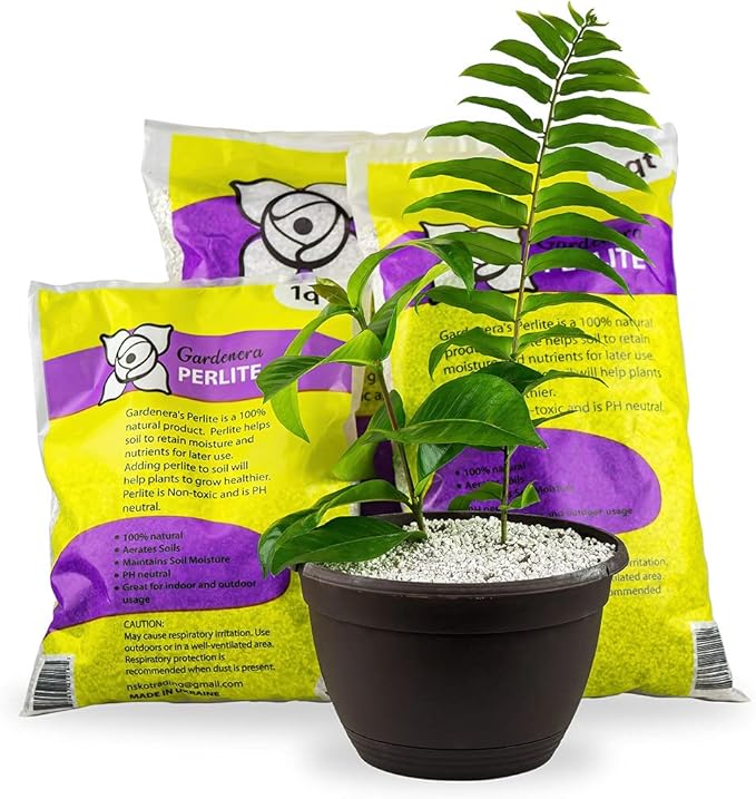 Premium Gardenera Organic Perlite - Medium/Fine Grade Horticultural Soil Amendment for Indoor & Outdoor Container Plants for Drainage Management and Enhanced Growth - 20 Quart Bag