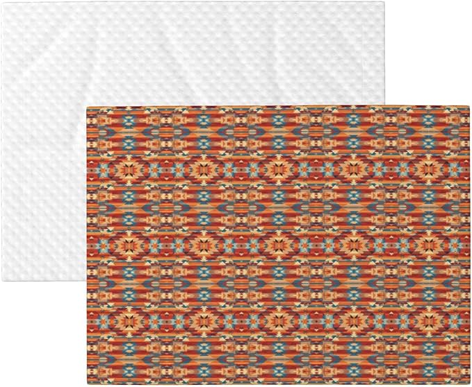 Double Sided Pet Bed Blanket for Added Cushion Warmth, Ethnic Tribal Navajo Indiana Western Southwest, Reversible Cover with Textured Dot Surface for Existing Beds Standalone Mat