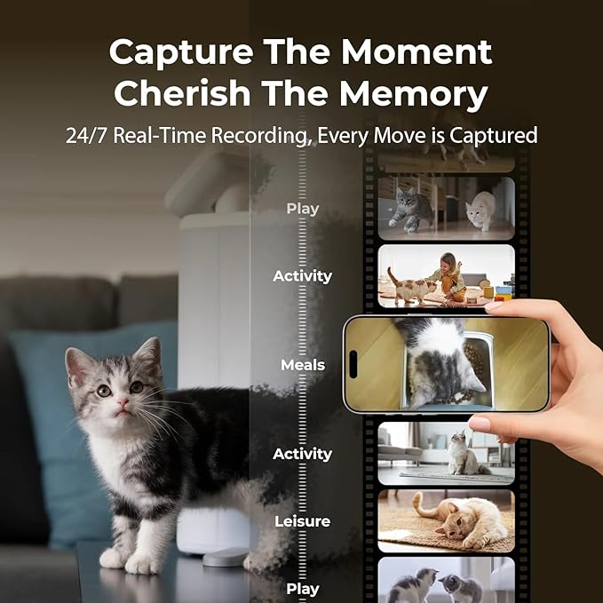 Robot Pet Camera with One-Tap Treat Dispensing | Mobile 360° Monitor, 2-Way Audio, and Smart Tracking | No Monthly Fees, Dual Cameras, Long Battery Life for Pet Care
