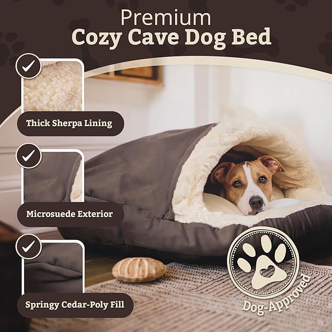 Snoozer Luxury Microsuede Cozy Cave Pet Bed, Small, Dark Chocolate