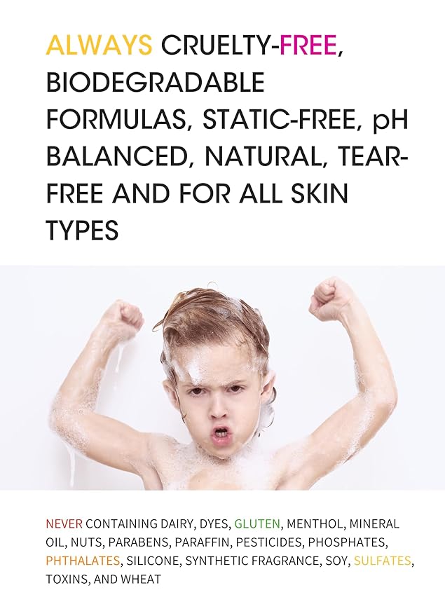 Clean Kids Naturally Tropical Shampoo- EWG Verified, All-Natural, Coconut-free, Gluten-free, Vegan, and Cruelty-free, Paraben-Free (2 Bottles, Orange Burst)