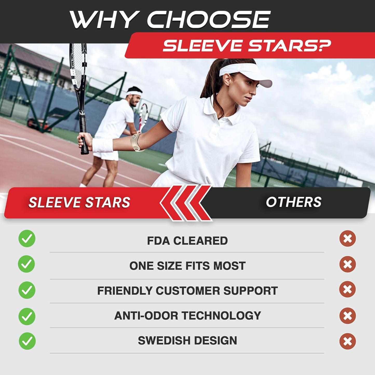Sleeve Stars Tennis Elbow Brace for Women - Adjustable Tennis Strap, Golfers Elbow Brace for Men, Counterforce for Tennis Elbow for Tendonitis Relief, Fits 9"-23" (Single/Beige)