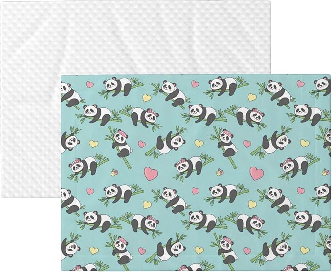 Reversible Plush Throw for Dogs and Cats, Chinese Cute Panda, Double Sided Blanket with Nubby Dot Side and Sleek Side Ideal for Cuddling Nesting Security