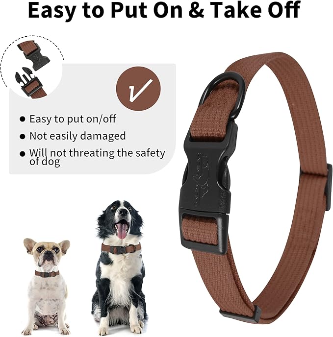 lynxking Dog Collar Soft Padded Breathable Cotton Solid Color Strong Adjustable Pet Collar for Little Puppy