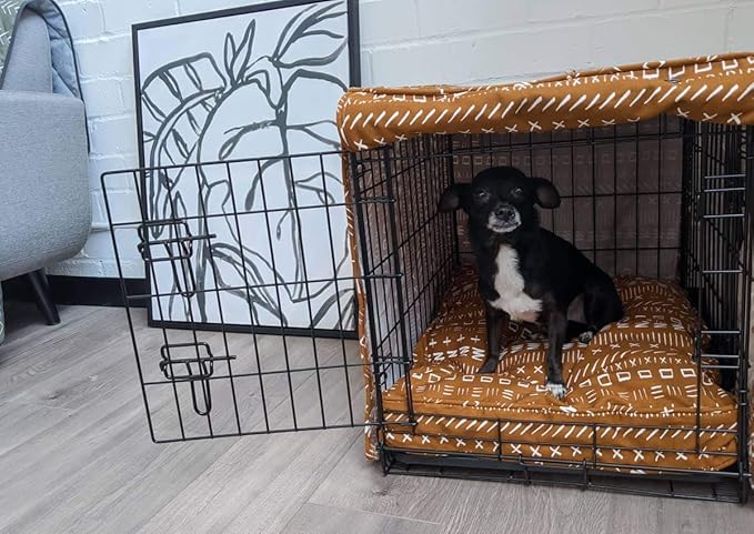 Molly Mutt Sheepy Wool Crate Mat - 100% Cotton Canvas Cover with Temperature-Regulating 100% Natural Wool-Filled Insert Dog Bed - Soft & Supportive Wool-Filled Bed - (54"x37"x2.5", Everywhere)
