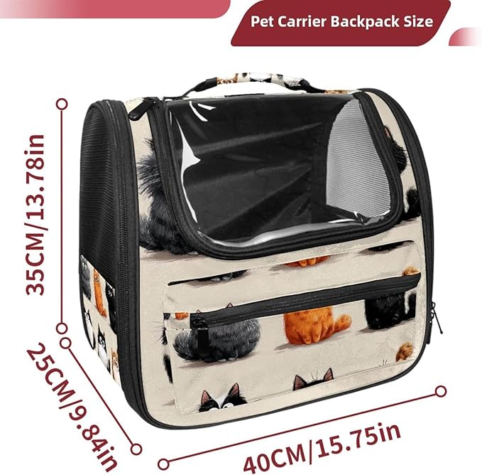 Cute Cats (2) Pet Travel Carrier Soft Sided Portable Bag for Cats, Small Dogs, Kittens or Puppies