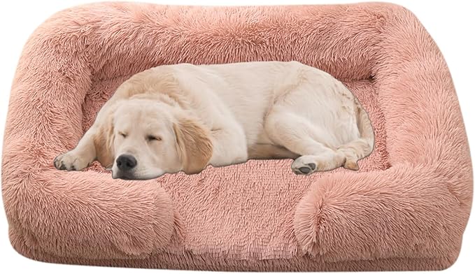 Dog Beds Large Sized dog Orthopedic, Sofa Dog Bed with Waterproof Lining and Nonskid Bottom, Rectangle Washable Dog Bed for Medium Small Dogs and Cats Comfortable ( Color : Pink1 , Size : 51 x 35" )