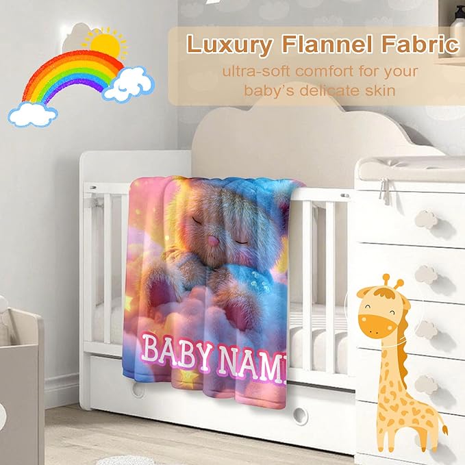 Ship Next Day, Personalized Baby Blanket – Printed in USA, Custom Baby Blanket for Boys & Girls, Baby Blanket with Name, Baby Shower, Easter, Christmas, Birthday Newborn & Toddler Gifts, Baby Gifts