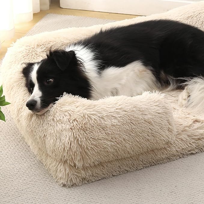 Dog Beds Medium Large Size Dog, Calming Dog Bed with Removable Washable Cover, Waterproof Lining and Nonskid Bottom(Purple,XXL)