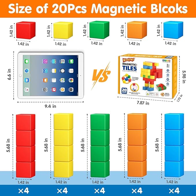 Magnetic Blocks for Toddlers Toys,1.42 Inch Building Blocks Toys for 3 4 5 6 7 8+Years Old Boys Girls, Magnetic Cubes for Kids STEM Montessori Toy Educational Sensory Magnet Toy for Kids Age 1-3 3-5