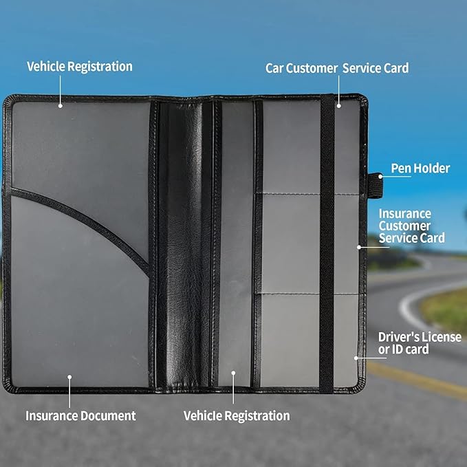 Car Registration and Insurance Holder, Leather Car Glove Box Organizer, Cool Car Accessories for ID, Driver's License Cards & Essential Document,business cards,Men&Women,Cute Funny Cats