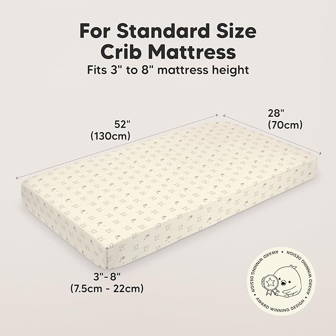 KeaBabies 2-Pack Organic Crib Sheets for Boys, Girls - 52x28 Fitted Crib Mattress Sheet Neutral, Breathable Jersey Cotton Cover for Baby Bed, Toddler Mattress, Soft & Cute Prints (Bumble Bear)