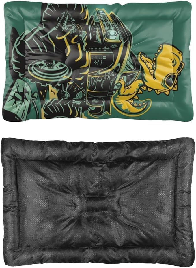 T-Rex Monster Truck Dog Beds and Furniture Dog Crate Bed Mattress Bed Pads Pet for Crate Washable Non-Slip Small Small Mat for Dogs Kennel Outside Indoor Outdoor 36X24 Inch