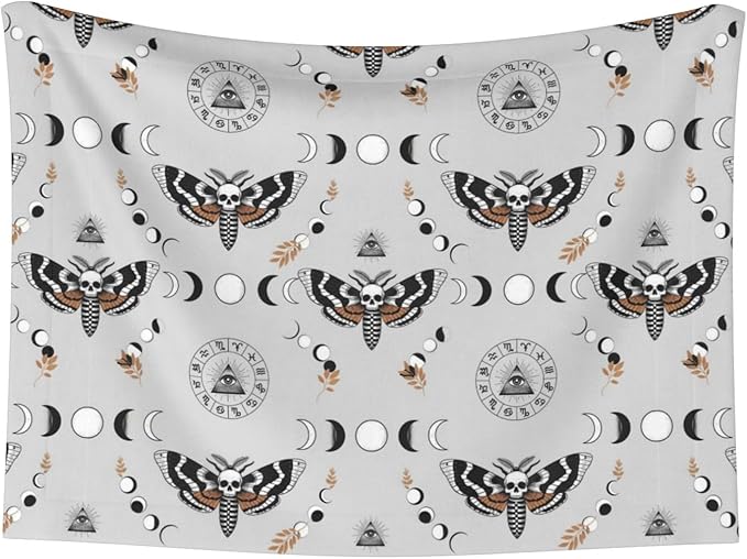 Reversible Plush Dot Pet Blanket for Dogs and Cats, Butterfly Dead Head Sun Moon, Ultra Soft Two Sided Design with Warm Fuzzy Side and Smooth Side for Comfort