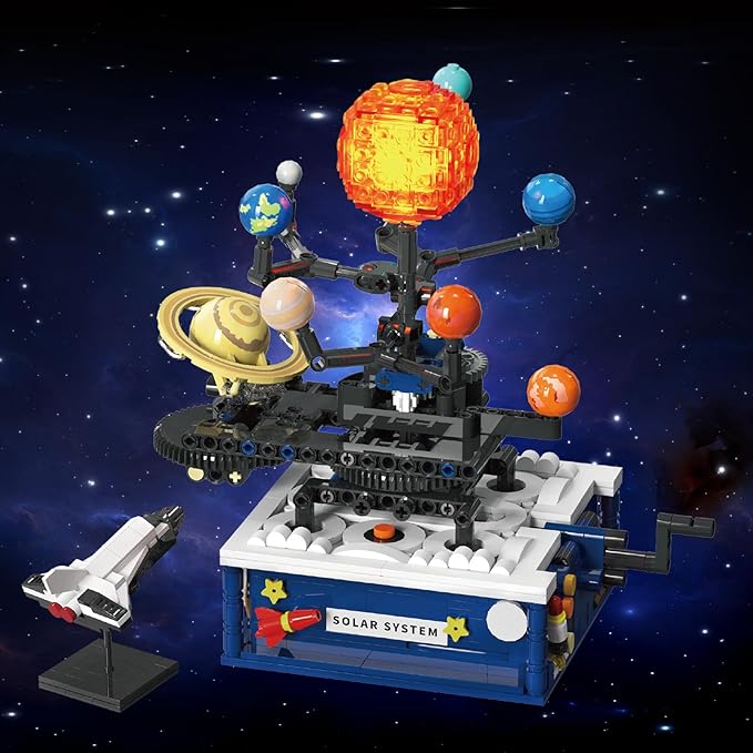 Solar System Building Sets with Light - Rotatable Space Exploration Building Toys with 9 Planets & Rocket Sets Science Astronomy Educational Gifts for Boys Girls Age 6+ Years Old Kids(775 PCS)