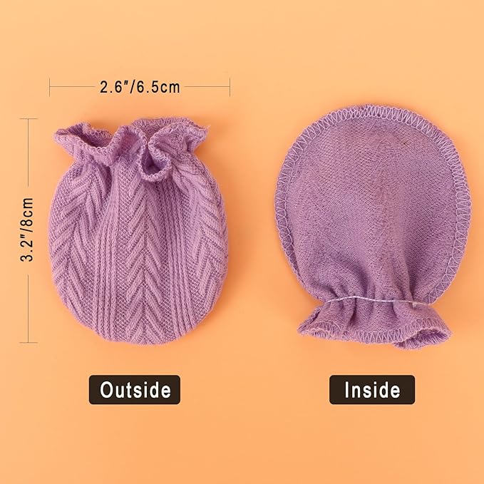 BQUBO Newborn Infant Toddler Mittens No Scratch Cotton Elastic Wrist Gloves Hypoallergenic for 0-6 Months Baby Boys Girls