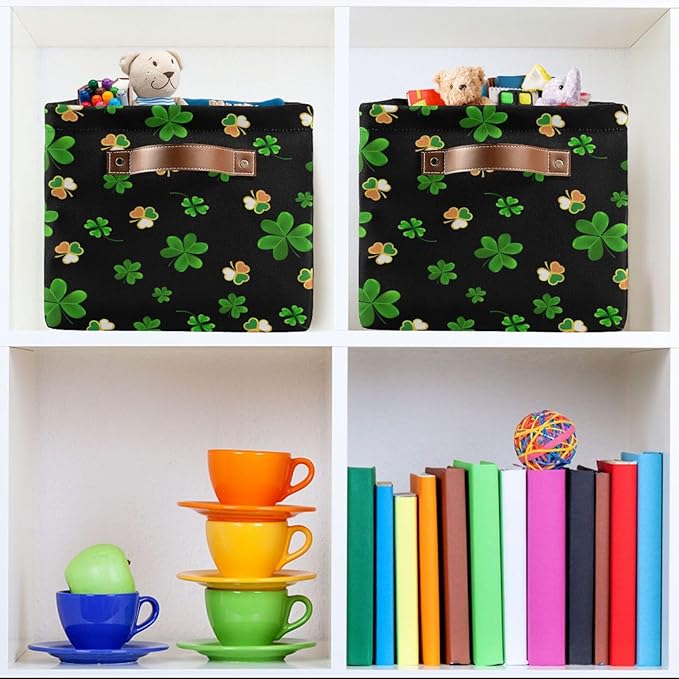 Storage Basket St Patrick's Day Cube Storage Bins Organizer Bag Collapsible Closet Shelf Baskets with handle for Baby Cloth Pet Toy Book 14.2×10.2×8.3 IN