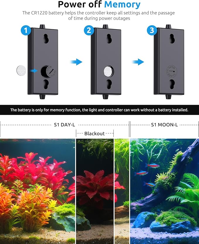 SEAOURA Aquarium Plant Growth Light, 30-36in Full Spectrum LED Fish Lights with Temperature Monitor, 24/7 Programmable with Power Off Memory, WRGB Custom, 20 Dimmable for Freshwater Aquariums