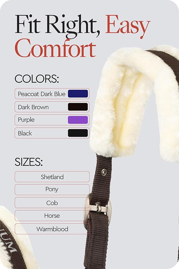 HORZE Howard Soft Fleece Padded Adjustable Polyester Horse Halter - Dark Brown - Horse