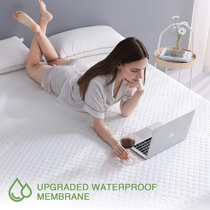 Queen Size Waterproof Mattress Protector Fitted Mattress Pad Cover with Deep Pocket Up to 18''