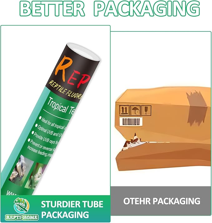 T8 UVB Reptile Light 18W 5.0-2 Pack,UVA UVB Light Bulb for Reptiles,Reptile UVB Lamp Tube for Bearded Dragon