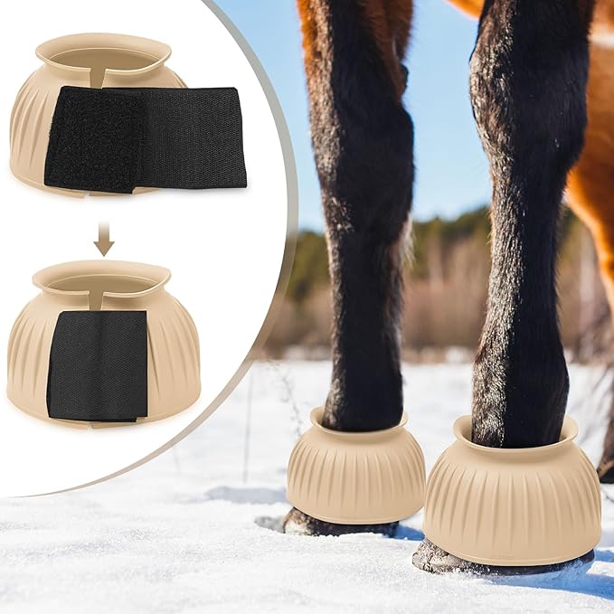 Abbylike Bell Boots for Horses 1 Pair/2 Pair Available, Protect Against Hoof Impact Trauma, Rubber Bell Boots Horse Care for Turnout, No Rub Design Wrap Hook and Loop