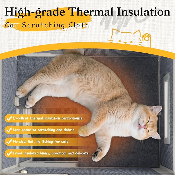 PetsCosset Insulated Outdoor Cat House Weatherproof, 2-Story Feral Cats Shelter Clawsable Cat House with Insulated Cat Scratching Cloth, Openable Asphalt Roof, Balcony, 4 Door, 2 Platforms