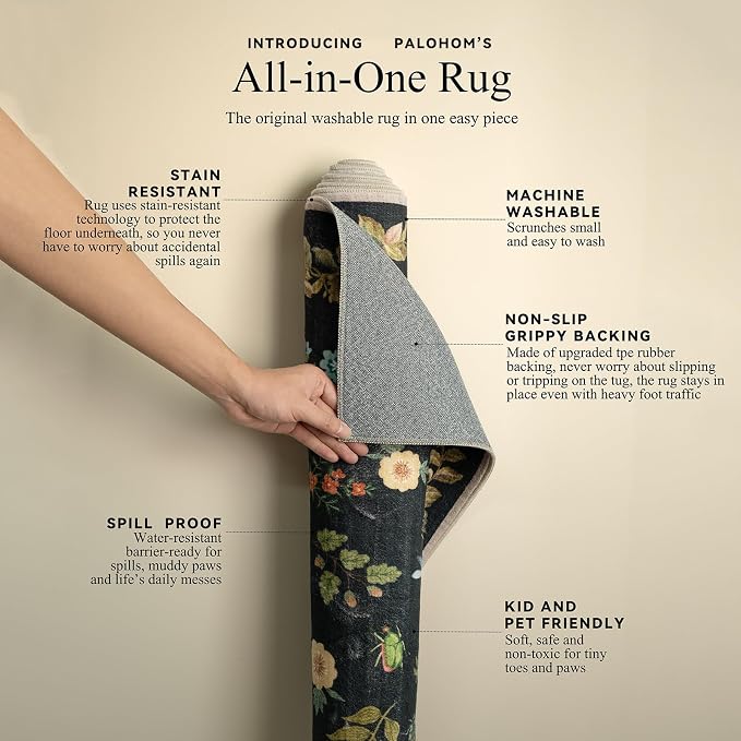 Washable Area Rug for Living Room: 8x10 Area Rugs Vintage Rugs Stain Resistant