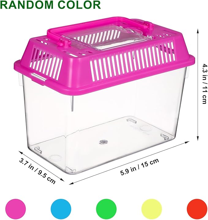 4pcs Mini Portable Fish Tank Plastic Turtle Fish Tank Transparent Pet Breeding Cage Acrylic Reptile Cage Reptiles Feeding Box Hamster Turtle Cage for Small Pets