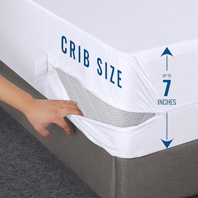 Utopia Bedding Zippered Mattress Encasement Crib, 100% Waterproof Bed Bug and Dust Mite Proof Mattress Protector, Absorbent Six-Sided Mattress Cover