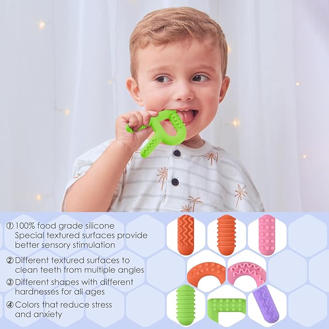 ERKOON Sensory Chew Toys for Autistic Children, 4 Pack Silicone Chewy Tube Oral Motor Tools for Sensory Kids with Autism, Biting, ADHD, SPD, Chewies with Special Needs, Teething Sticks Toys