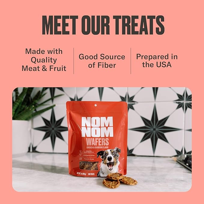 NOMNOMNOW Chicken & Cranberry Flavored Treats - Dog Snacks for Training, Rewards, and Mealtime Toppers - No Artificial Flavors or Colors - Prepared in the USA for Dogs 7oz
