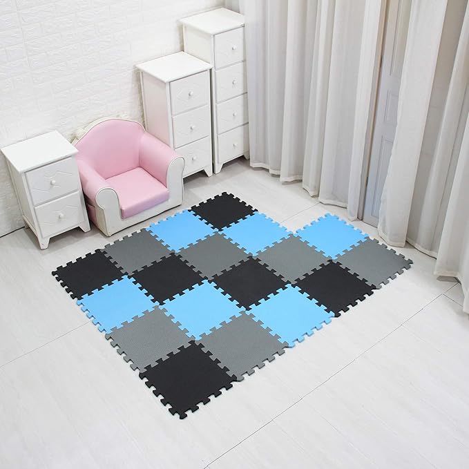 MQIAOHAM® 18 Pieces Puzzle Play Mats, Soft Baby Play Mat, Kids Interlocking Foam Floor Tiles, Toddlers Carpet Playmats G301018-104107112