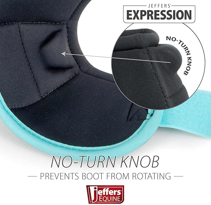 Jeffers Expression No Turn Bell Boots for Horses - Lime & Turquoise, Large | Shock Absorbing Hoof Protection | Secure Double Hook & Loop Closure, Perfect for Turnout, Training, & Riding - 1 Pair