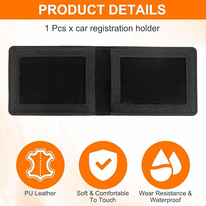 HARFINGTON Car Registration and Insurance Holder PU Leather Vehicle Glove Box Organizer Storage Accessories Car ID Holder with 8 Pockets for License ID Card Bank Card Documents, Black