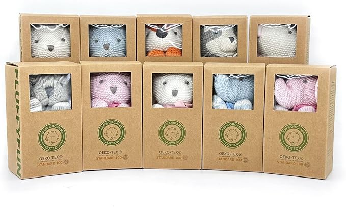 100% Organic Cotton Baby Toys 7.1" Sloth Stuffed Animal for Newborn (Grey)
