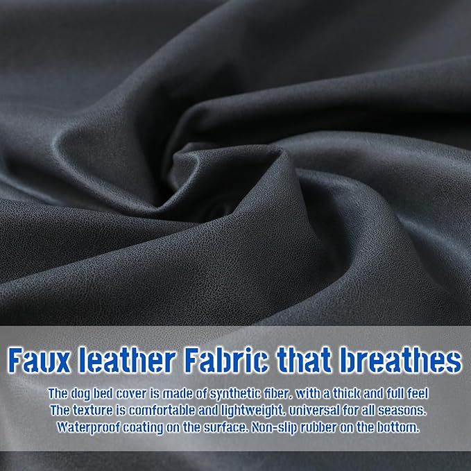 Dog Bed Cover, Comfortable and Quiet Dog Bed Covers for Pet Mat Bed,Washable Removable Cover，Faux Leather Pet Nest, 35" L x 22" W x 3" H ，Cover Only