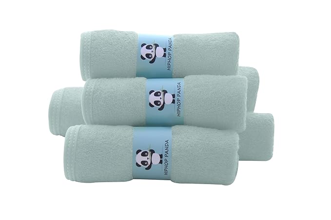 HIPHOP PANDA Baby Washcloths, Rayon Made from Bamboo - 2 Layer Ultra Soft Absorbent Newborn Bath Face Towel - Reusable Baby Wipes for Delicate Skin - Green, 6 Pack