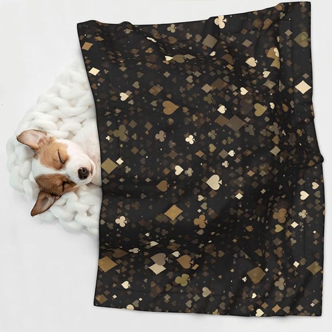 Casino Print Soft Plush Pet Blanket, Washable Dog Blanket, Cat Fleece Throw, Puppy Bed Crate Mat & Sofa Couch Protector - Small