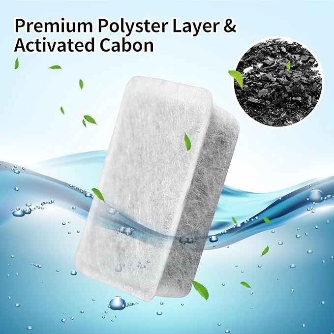 Pet Fountain Charcoal Water Filter Replacement, Dog Cat Water Bowl Filter Pet Water Filter Fit for Gravity Waterer Bowls Pack of 6
