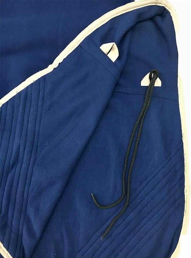 Majestic Ally Anti Pill Fleece Horse Blanket/Sheet with Silver Braided Rope (Navy, 76)
