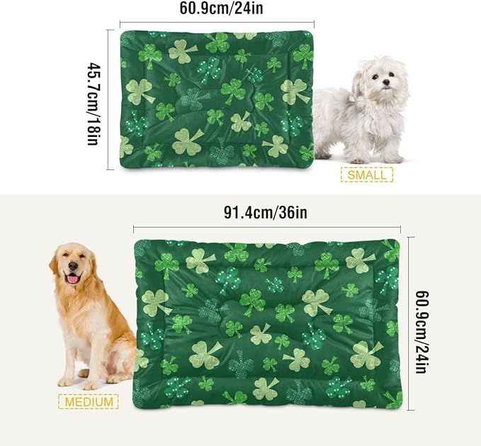 Pet Bed St. Patrick's Stripes Shamrock Dog Bed Mat Absorbing Non Slip Pad Pet Sleeping Mat for Small, Medium, and Large Dogs Puppy Cat 36 in x 24 in
