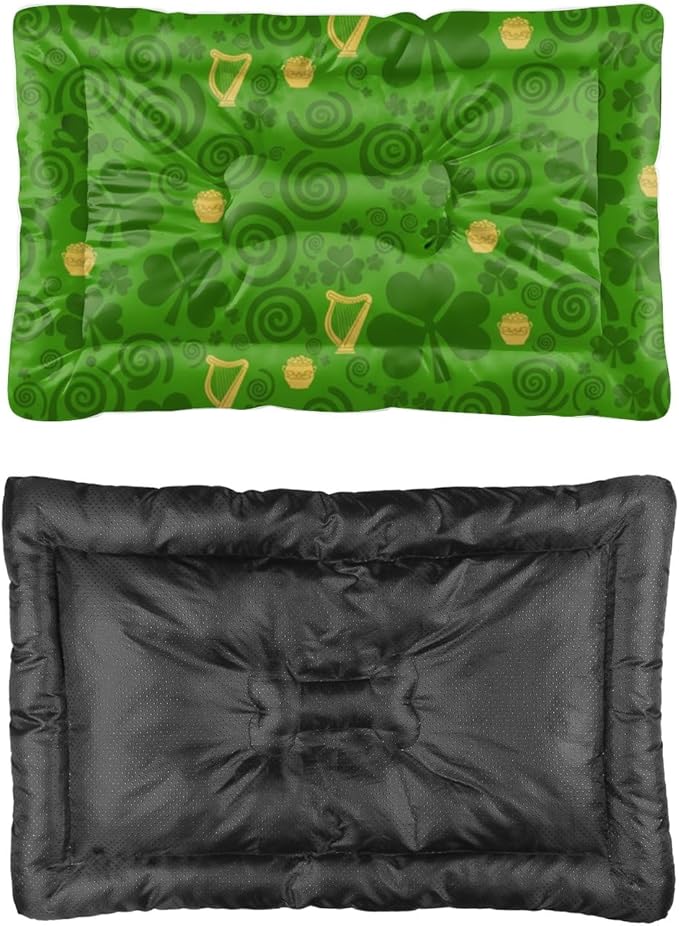 Comfortable Cat Beds with Anti-Slip Bottom, St Patricks Day Leaves Dog Crate Cushion Puppy Pads Dog Beds& Furniture Cozy Pet Mat for Indoor& Outdoor Sofa Cars, Machine Washable 24 X 18 Inch