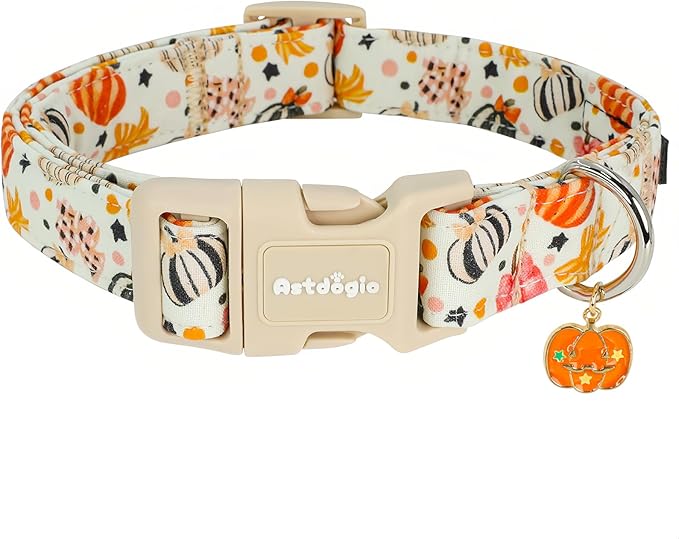 Halloween Dog Collars, Fall Dog Collar for Dogs, Fun Multi-Color Pumpkin Dog Collars for Large Dogs, Adjustable Cotton Large Dog Collar Puppy Collar for Halloween & Thanksgiving