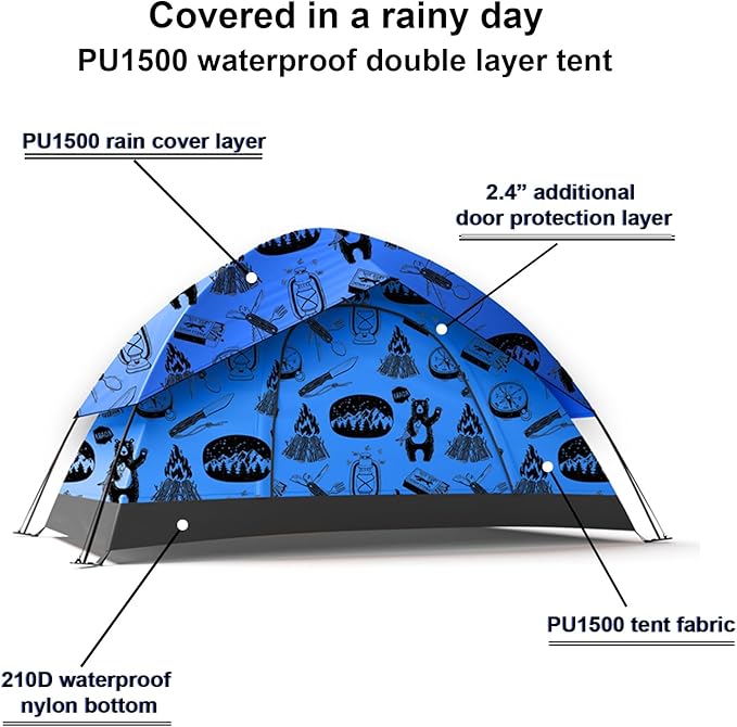 KidzAdventure 2 in 1 Indoor/Outdoor Tent for Kids, Small 1 or 2 Toddler/Kids Tent, Backpacking, Lightweight and Easy Pop up, Ideal for Backyard, Outside Camping, or Play Fort
