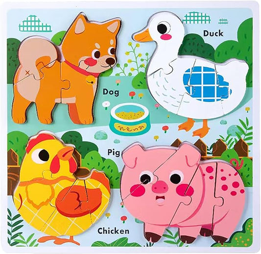 Farm Animal Puzzles for Toddlers 1-3, Gifts for 2 3 Years Old Girls Boys,Wooden Montessori Puzzle 2-4, Toddler Toys Learning Educational Toys Kids Ages 2-3