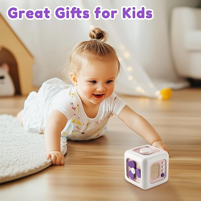 Busy Cube Toys for 1 Year Old Girl Gifts, Montessori for Baby Girl, Travel Sensory Toys for Toddlers 1-3, Learning Fine Motor Skills| 1st Birthday Girl Gifts 12 Months +