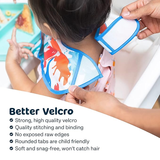 Tiny Twinkle Mess Proof Baby Bibs for Eating - Waterproof, Wipeable Bibs - Toddler Bibs - Travel Friendly - PFAS, PVC, BPA, Phthalate Free - Baby Food Bibs(3 Pack, Space)