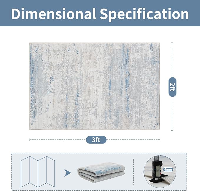Washable Rugs 2x3 Area Rugs for Living Room- Modern Abstract Entryway Rugs for