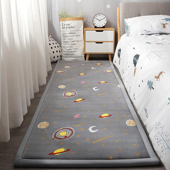 Loartee Coral Velvet Area Rug - 1" Thick Memory Foam Baby Play Mat, Washable Toddler Carpet, Home Decor for Living Room, Nursery, Kids Bedroom, Astral Gray, 6'7"x6'7"